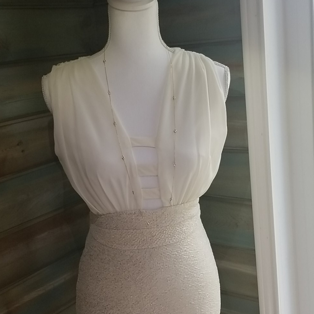 Sexy white backless mini dress